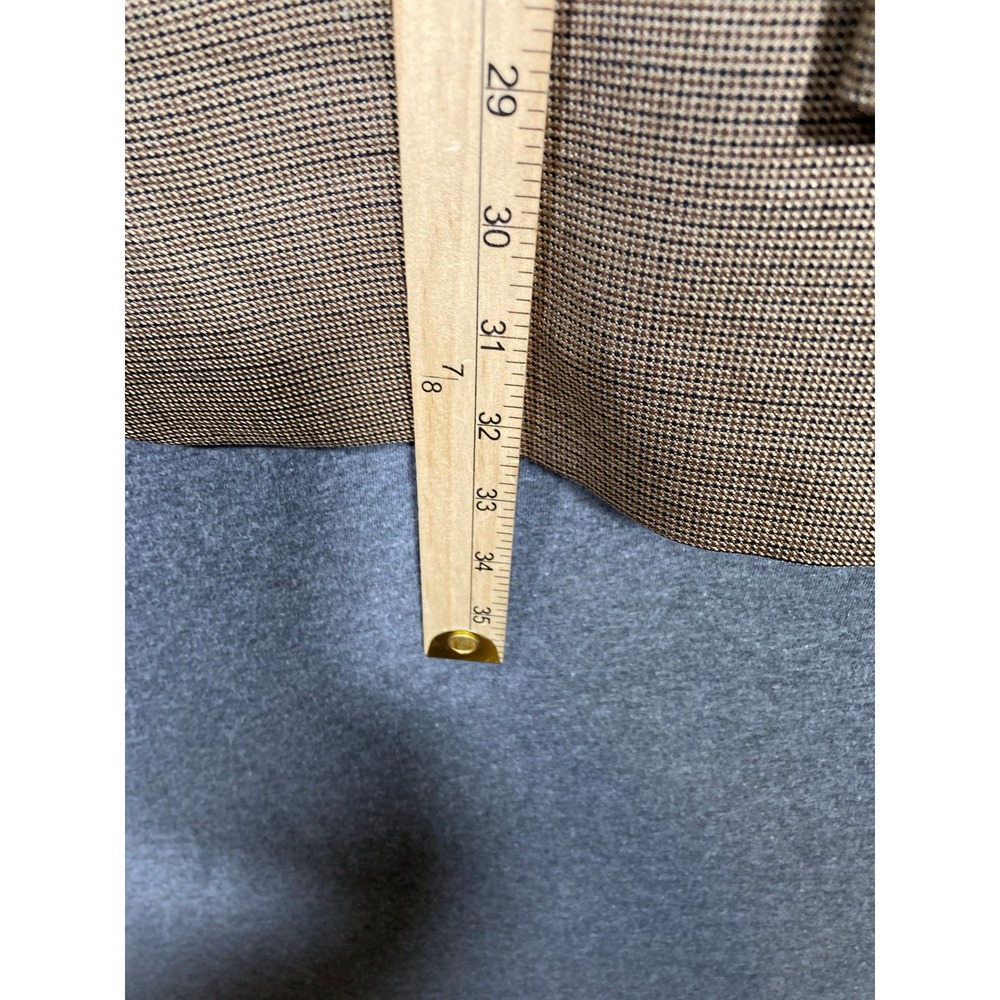 Andrew Fezza Fusion Mens Tan Brown Micro Check 3 Button Blazer Sport Coat 42L - Picture 11 of 11